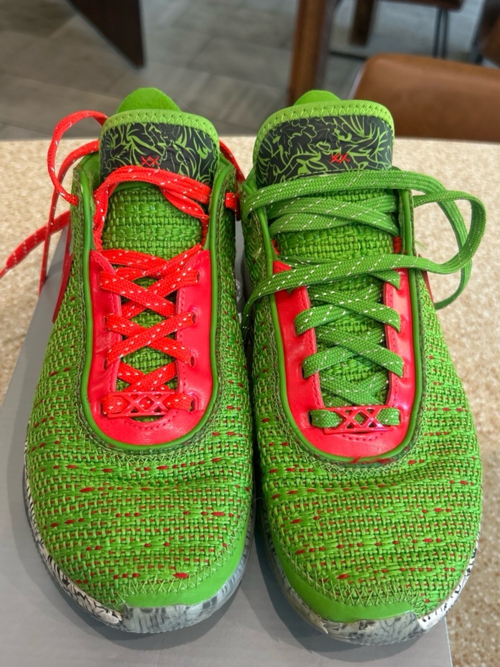 Nike LeBron XX stocking stuffer Kids Green and Red Athletic Sneakers